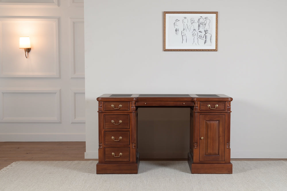 Pilier 140x70 Ambre, bureau anglais classique, acajou massif