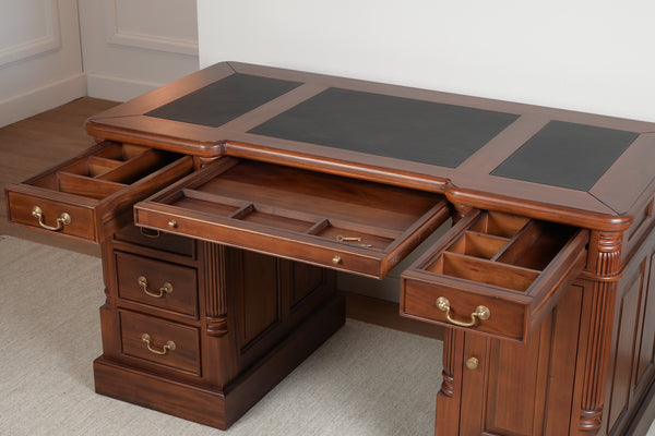 Pillar 140x70 Amber, classic English desk, solid mahogany