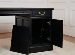 Regent 160x80 Black, gold handles, classic English desk, solid mahogany