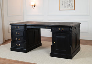 Pillar 180x90 Black, classic English desk, solid mahogany