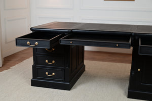 Pillar 180x90 Black, classic English desk, solid mahogany