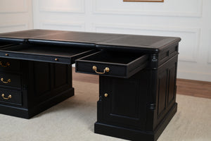 Pillar 180x90 Black, classic English desk, solid mahogany