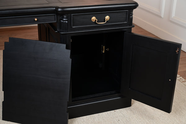 Pillar 180x90 Black, classic English desk, solid mahogany