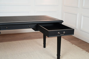 York 160x80 - klassischer englischer Schreibtisch - Schwarz- Griffe aus Messing