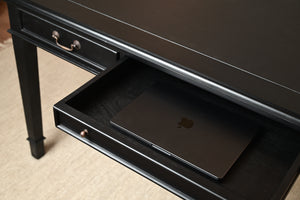 York 160x80 - klassischer englischer Schreibtisch - Schwarz- Griffe aus Messing