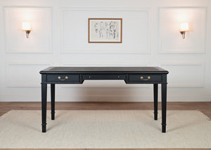 York 160x80 - classic English writing desk- black - Gold handles