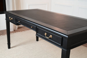 York 160x80 - classic English writing desk- black - Gold handles