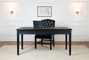 York 160x80 - klassischer englischer Schreibtisch - Schwarz- Griffe aus Messing