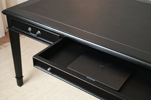 York 185x95 - classic English writing desk - black - Brass handles - mahogany