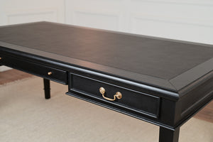 York 185x95 - klassieke Engelse schrijftafel - zwart - Gouden grepen - mahoniehout