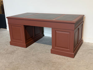 Vintage bureau, klassiek Engels bureau, mahoniehout, bruin leer, 709