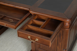 Pilier 180x90 Ambre, bureau anglais classique, acajou massif