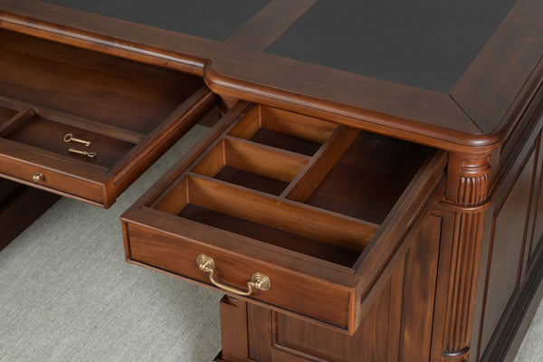 Pilier 180x90 Ambre, bureau anglais classique, acajou massif