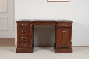 Säule 140x70 Mahagoni, klassischer englischer Schreibtisch, massives Mahagoni