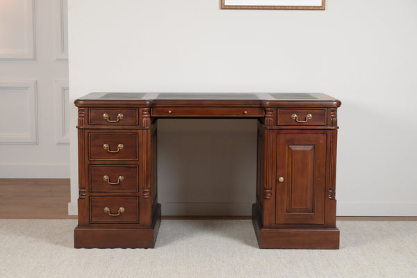 Säule 140x70 Mahagoni, klassischer englischer Schreibtisch, massives Mahagoni