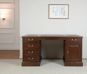 Regent 160x80 Walnoot, klassiek Engels bureau, massief mahoniehout