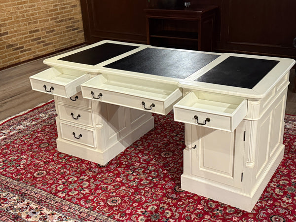 Vintage bureau, wit, klassiek Engels bureau, partnerdesk, 604