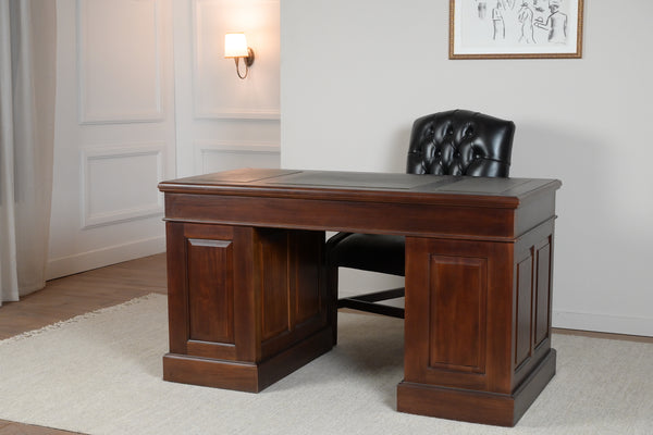 Regent 140x70 Mahonie, klassiek Engels bureau, massief mahoniehout