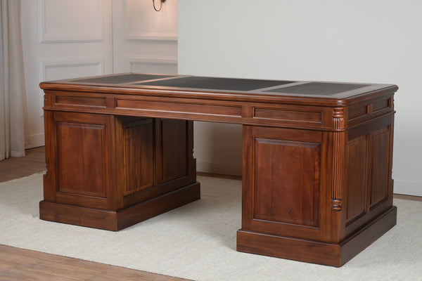 Pilier 180x90 Ambre, bureau anglais classique, acajou massif
