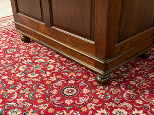 Vintage bureau, klassiek Engels bureau, mahoniehout, bruin leer, 587