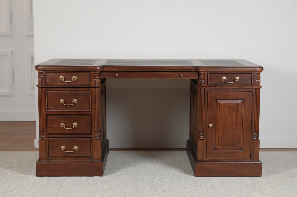 Pillar 160x80 Mahonie, klassiek Engels bureau, massief mahoniehout