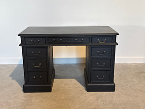 Vintage bureau, partnerdesk, klassiek Engels bureau, mahoniehout , zwart, 714