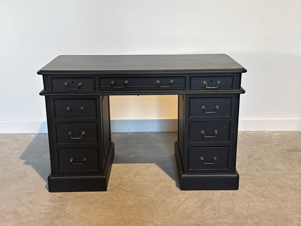 Vintage bureau, partnerdesk, klassiek Engels bureau, mahoniehout , zwart, 714