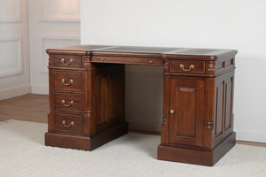 Säule 140x70 Mahagoni, klassischer englischer Schreibtisch, massives Mahagoni