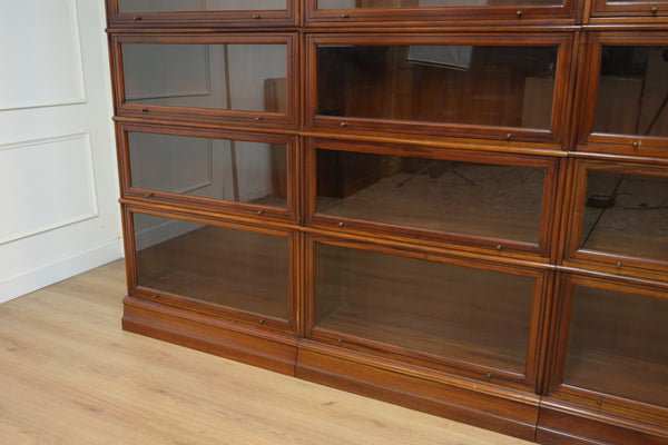 Vintage boekenkasten, 3x globe wernicke stapelkast, mahoniehout, glas