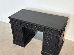 Vintage bureau, partnerdesk, klassiek Engels bureau, mahoniehout , zwart, 714