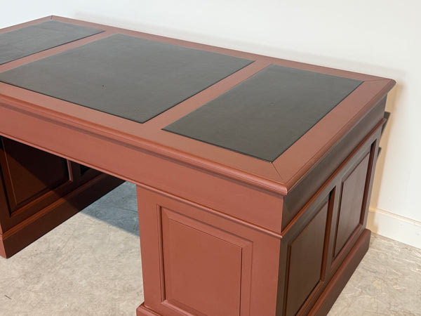Vintage bureau, klassiek Engels bureau, mahoniehout, bruin leer, 709