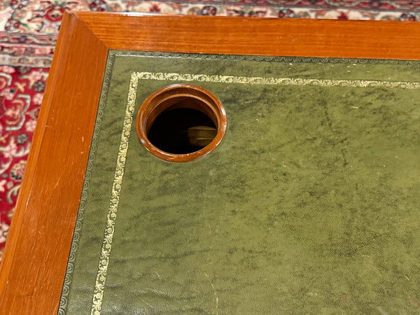 Vintage-Schreibtisch, klassischer englischer Schreibtisch, Mahagoni, grünes Leder, 651