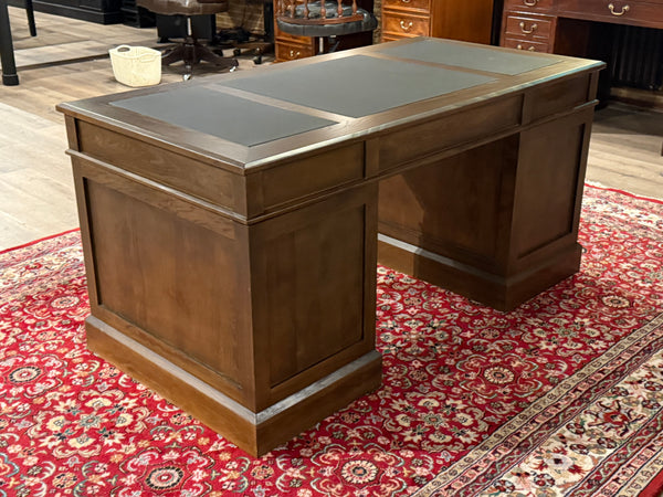 Bureau vintage, bureau anglais classique, chêne, cuir noir, 650