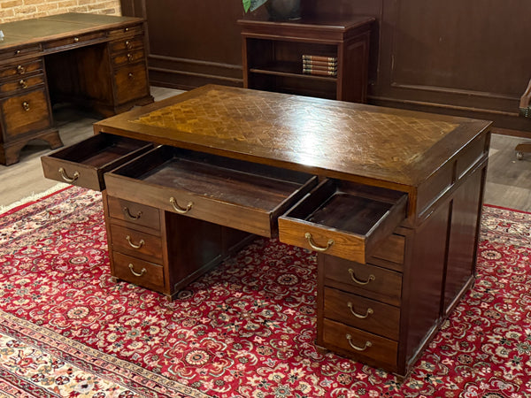 Bureau vintage, bureau anglais classique, bureau double, acajou, 689