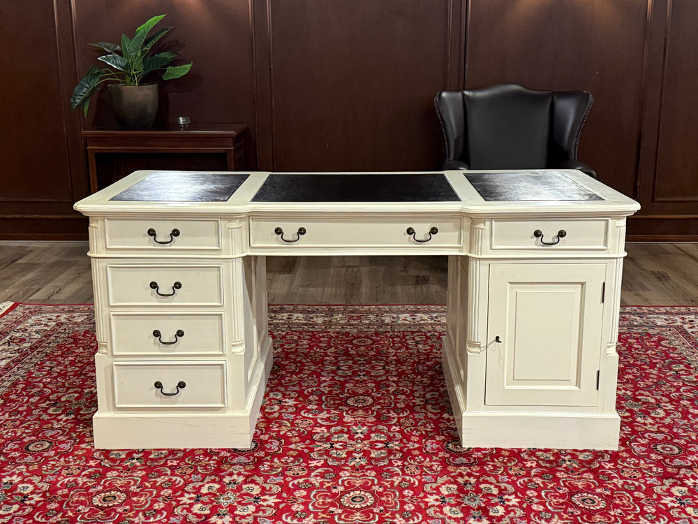 Vintage bureau, wit, klassiek Engels bureau, partnerdesk, 604