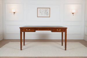 York 160x80 Cedar - klassischer englischer Schreibtisch - Mahagoni - grünes Leder