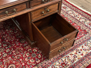 Vintage bureau, partnerdesk, klassiek Engels bureau, mahoniehout, 617