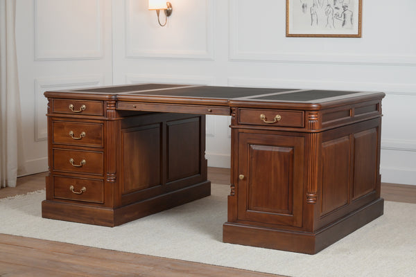 Pillar 180x120 Amber, partner desk, classic English desk, solid mahogany