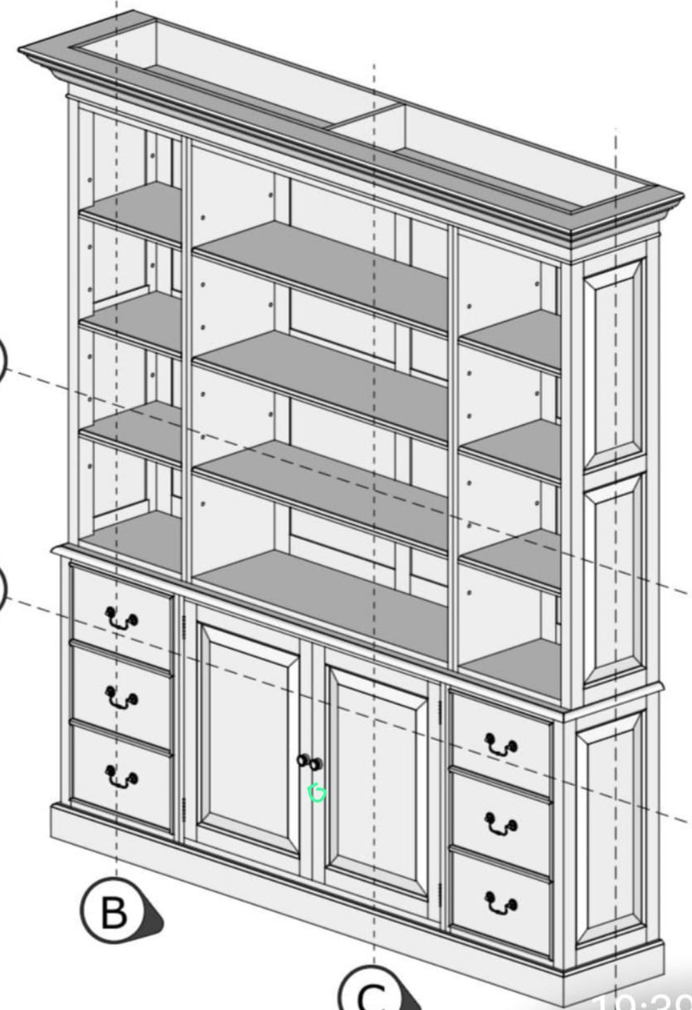 Armoire murale ouverte de 220 cm